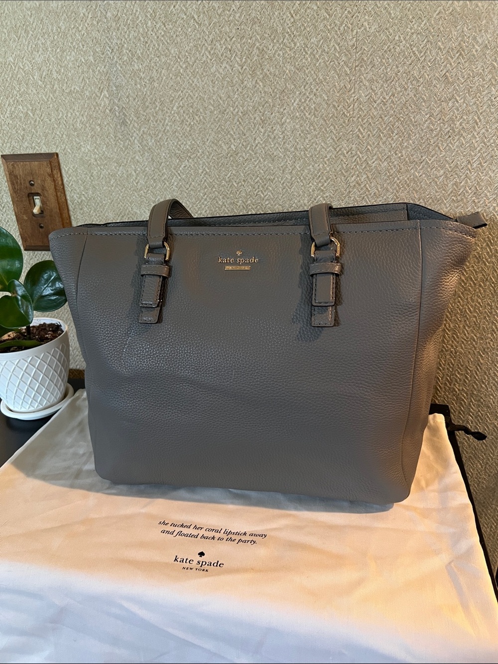 kate spade Gray Pebbled Jackson Street Denise tote